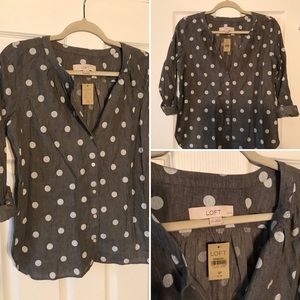 Loft button polka dot shirt